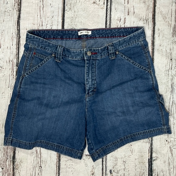 Lee Blue Denim Womens Shorts Just Below The Waist Summer Beach - Picture 1 of 5
